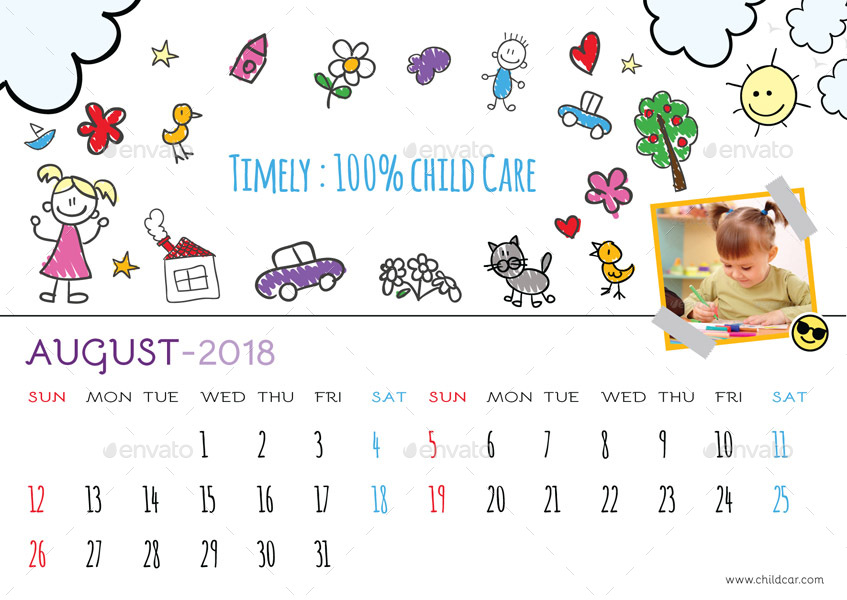 Kids Desk Calendar, Print Templates GraphicRiver